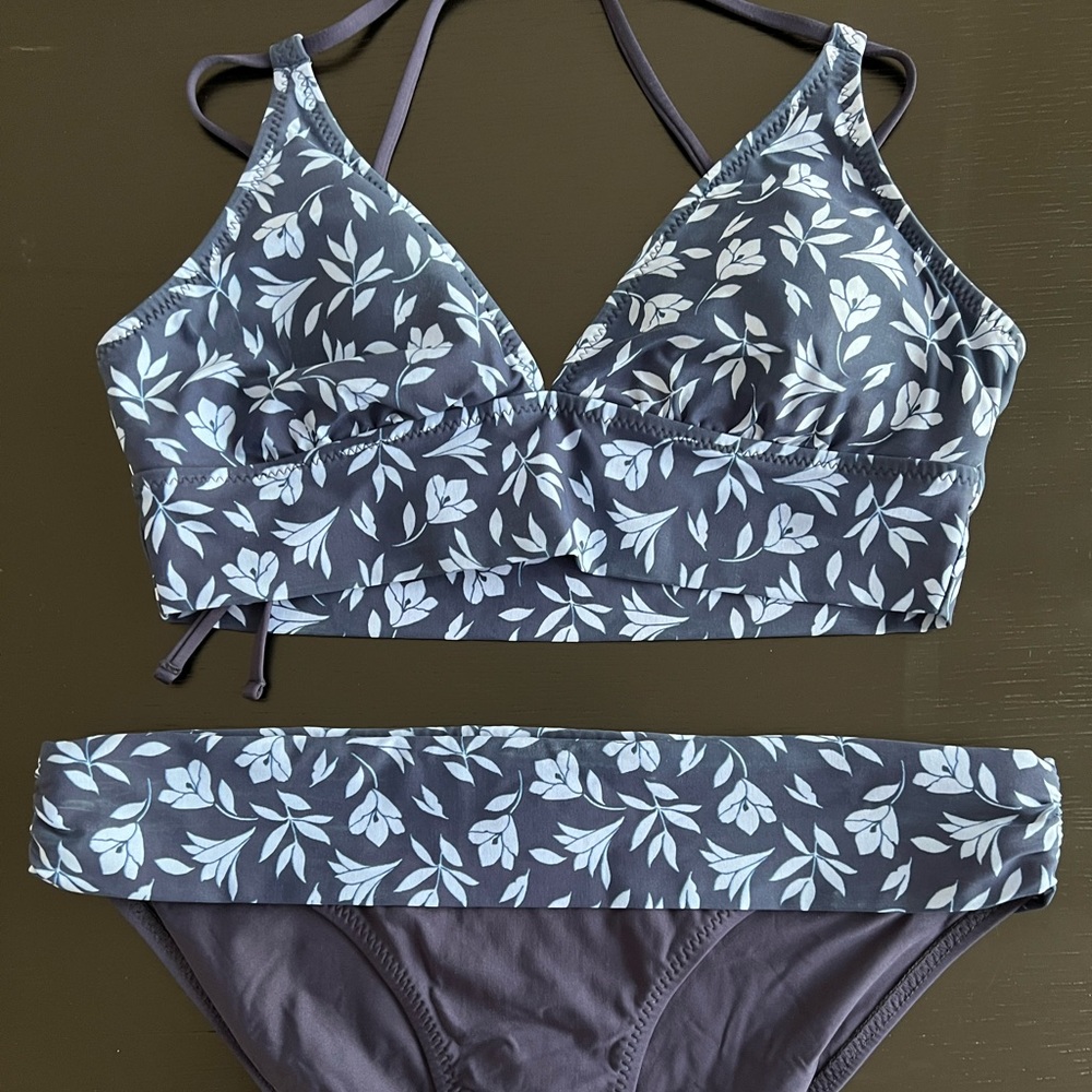 Draper James two-piece blue floral swimsuit